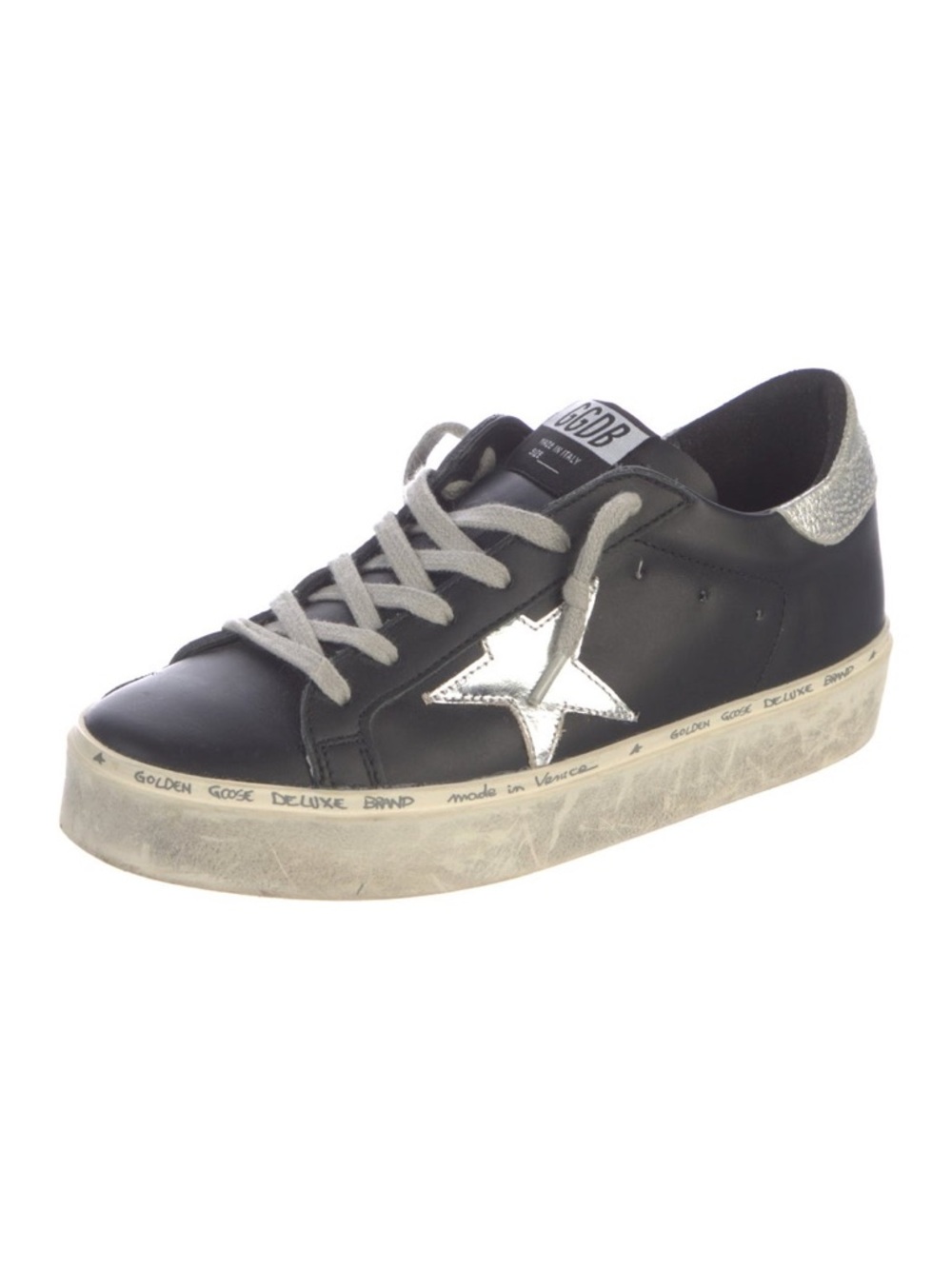 Women’s Hi Star in black leather with silver heel tab EU 37